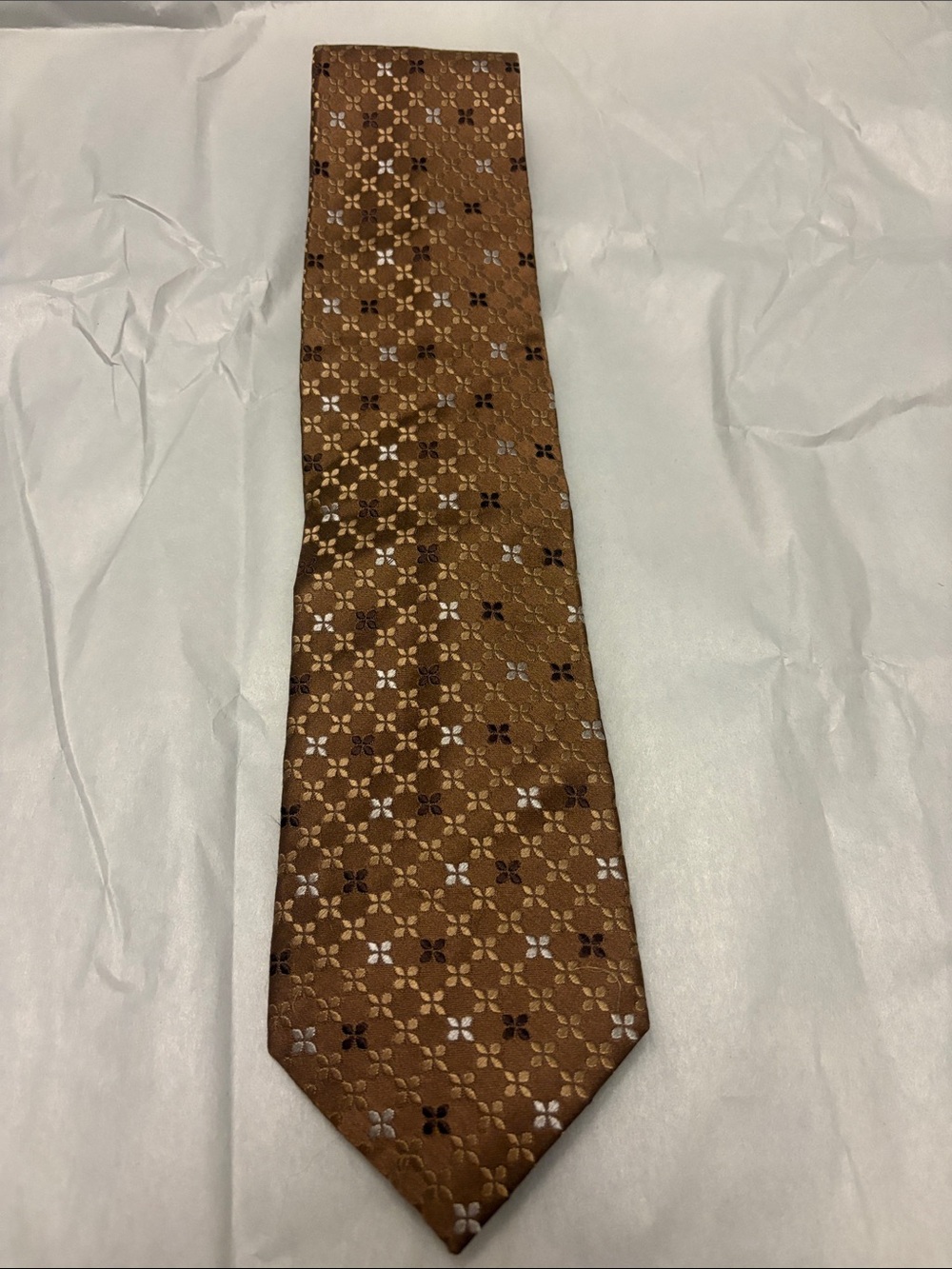 Kenneth Cole Brown Floral Geometric Tie